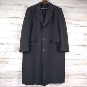 di Silver Overcoat 44R Charcoal Gray‎ Cashmere Blend Italian Fabric Vintage Y2K